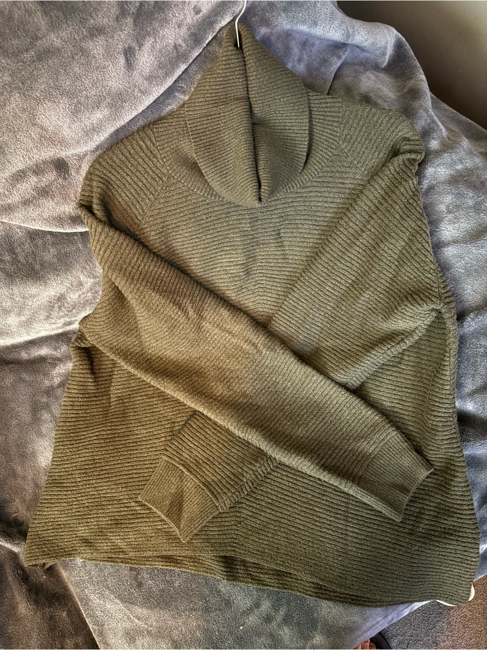 Kuhl Olive Green Ribbed Cowl Neck Sweater - Women